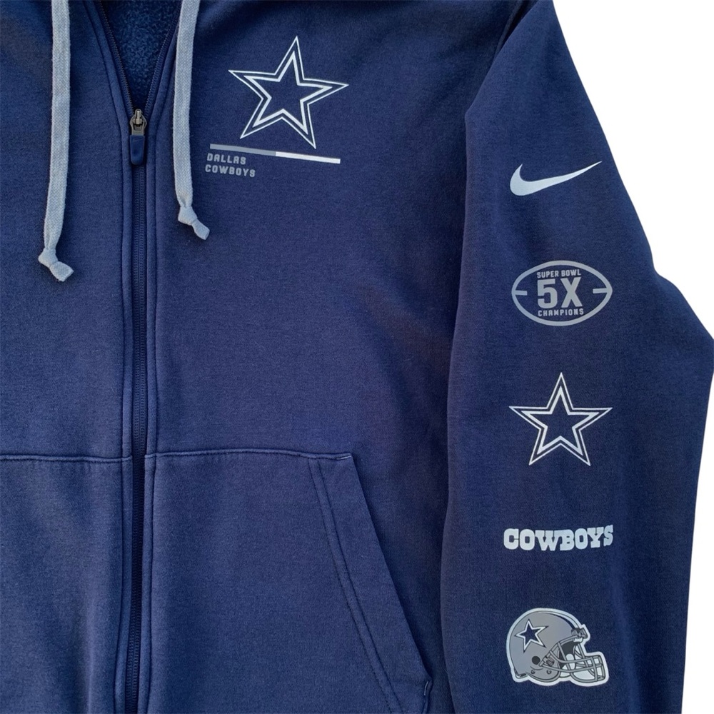 Dallas Cowboys Nike Navy Blue Full Zip Hoodie Sweatshirt - Men's X-Large - Picture 3 of 6
